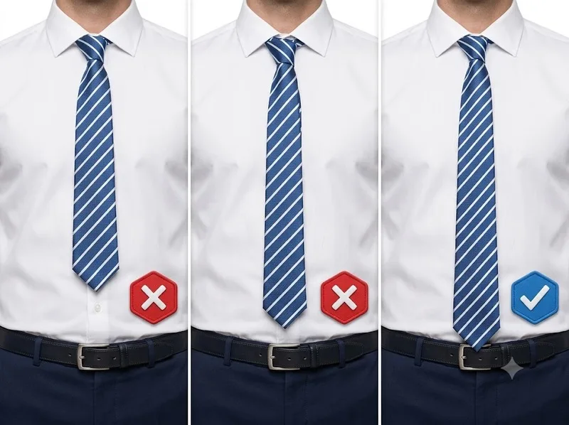 Tránh nút lệch, cà vạt quá dài hoặc xoắn khi thắt